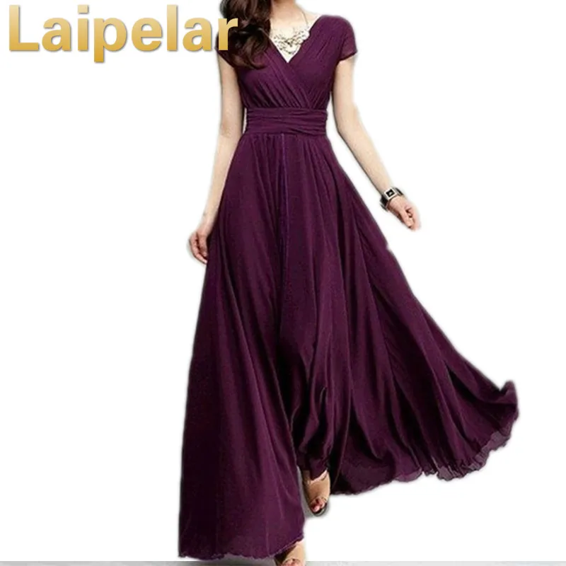 

Laipelar Sexy Women Party Dress Fashion Loose Slim V Neck Floor Length Maxi Dress Boho Beach Long Dresses vestidos