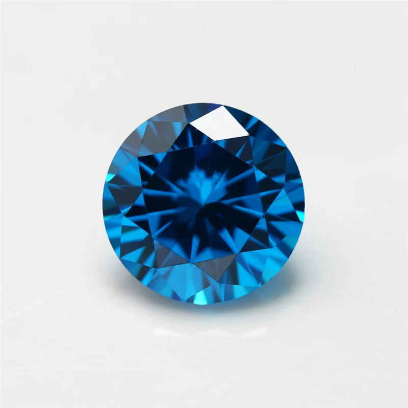 Taille 3.0 ~ 10mm couleur bleu mer foncé pierre CZ AAAAA ronde européenne coupe à la Machine pierres précieuses synthétiques Zircon cubique