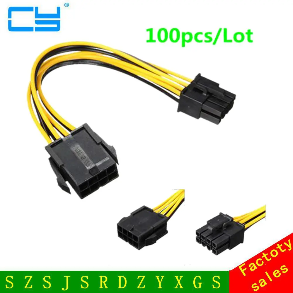 

100pcs/Lot Video Card PCI-E 8Pin Male to 8 Pin Female GPU Power Extension Cable 20CM 18AWG