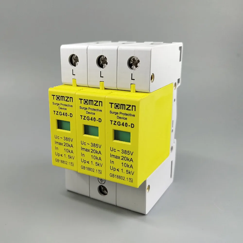 AC SPD 3P 10KA~20KA  D ~385V  House Surge Protector protection Protective Low-voltage  Arrester Device