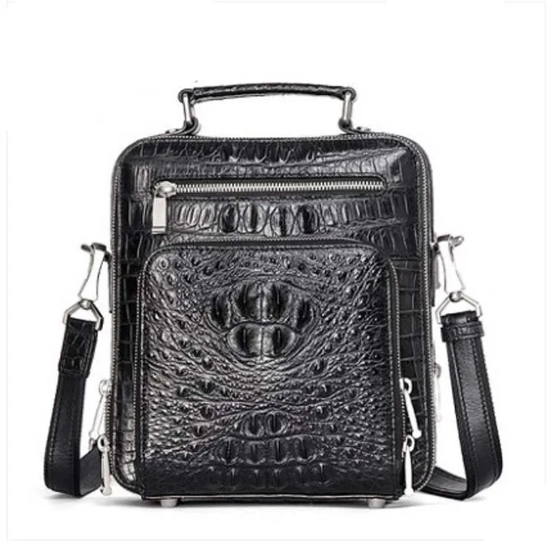 ouluoer Thai crocodile single shoulder bag for men cross body casual business handbag leather upright men's bag