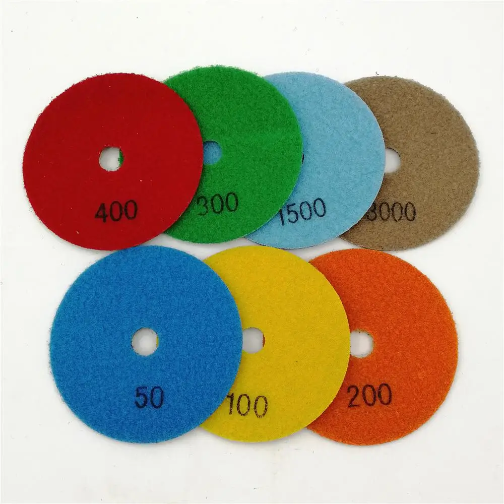 SHDIATOOL 7pcs/set 4inch Dry Diamond Polishing Pads Dia 100MM Resin Bond Diamond Flexible Sanding Disc Granite Marble Ceramic