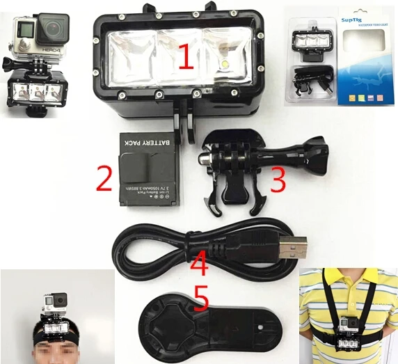 Podwodne wypełnienie światło LED lampa światła latarka nurkowanie dla Gopro Hero 9 8 7 5 sesja SJ4000 SJ8/9/10 Xiaomi yi 4k Mijia EKEN H9