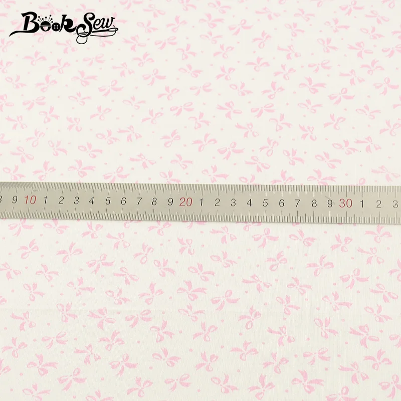 Booksew Cotton Plain Fabric Quilting Fat Quarter Pink Bowknot Design Cloth Sewing Crafts Dolls DIY Patchwork Scrapbooking Tela