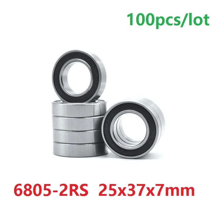 

100pcs/lot 6805-2RS 6805RS 6805 2RS RS ball bearing 25*37*7 mm Deep Groove Ball Bearing 25x37x7