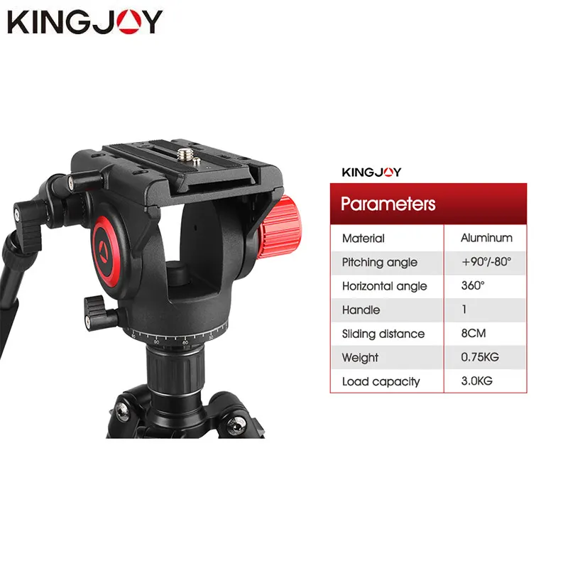 KINGJOY Tripod Head Hydraulic Fluid Panoramic Video Pan&Tilt For Tripod Monopod Camera Holder Stand Mobile SLR DSLR VT-3520