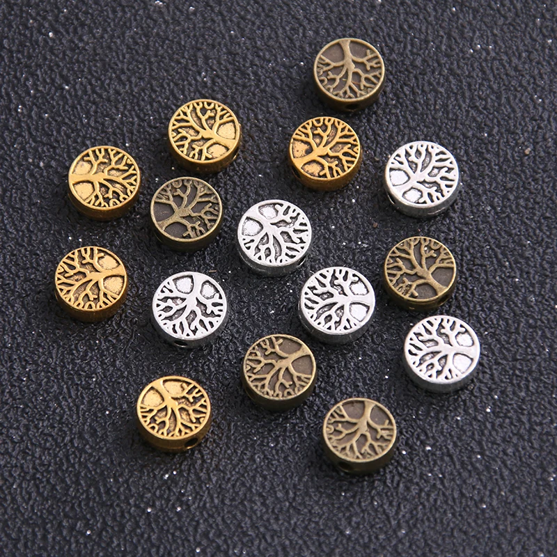 20pcs 9*9mm Three Color Round Tree pacer Bead Charms For Diy Beaded Bracelets Jewelry Handmade Making