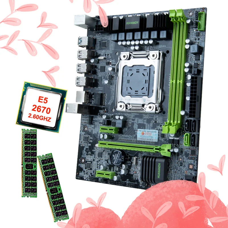 

HUANANZHI X79-6M M-ATX Motherboard Combo HI-SPEED Dual M.2 Slot CPU Intel Xeon E5 2670 2.6GHz Big Brand RAM 16G(2*8G) REG ECC