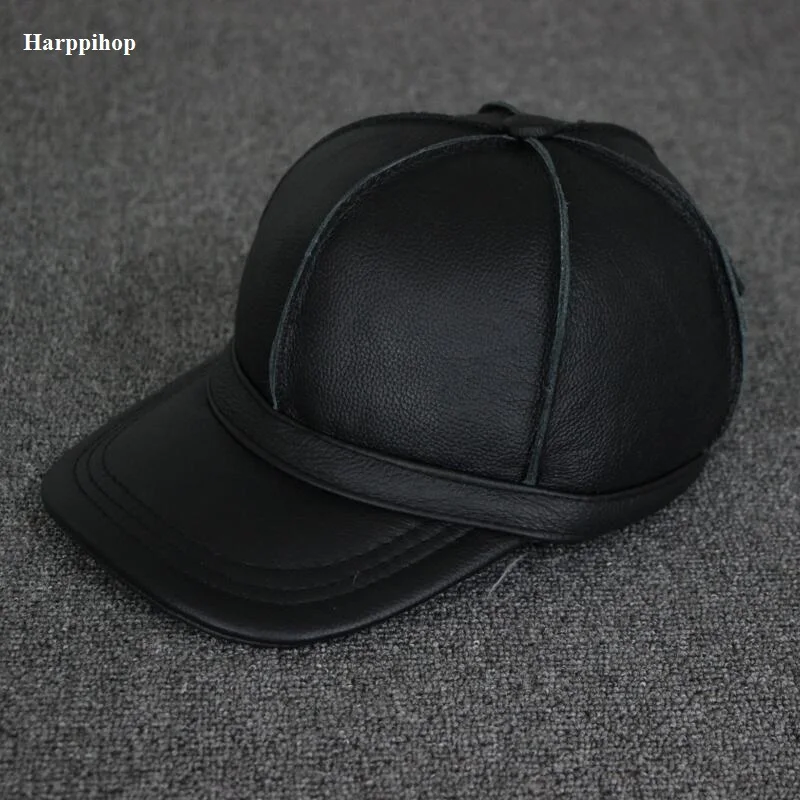 2021 new genuine leather baseball golf/sport cap hat men's winter warm brand new cow skin leather newsboy caps hats