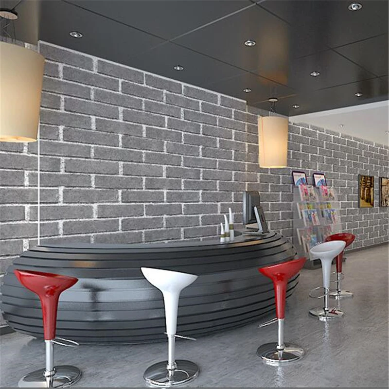 wellyu Modern retro imitation brick gray black simulation wallpaper live room TV background clothing store coffee  wall paper