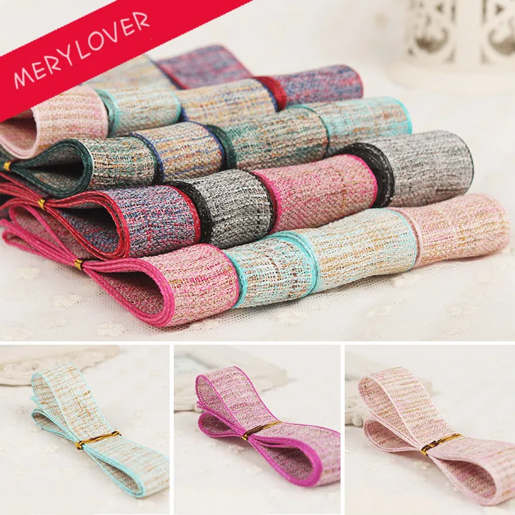 10meters 25mm Colour Linen Ribbon DIY handmade materials,Gift Craft Packing Accessories,wedding gift Decoration supplies ribbon