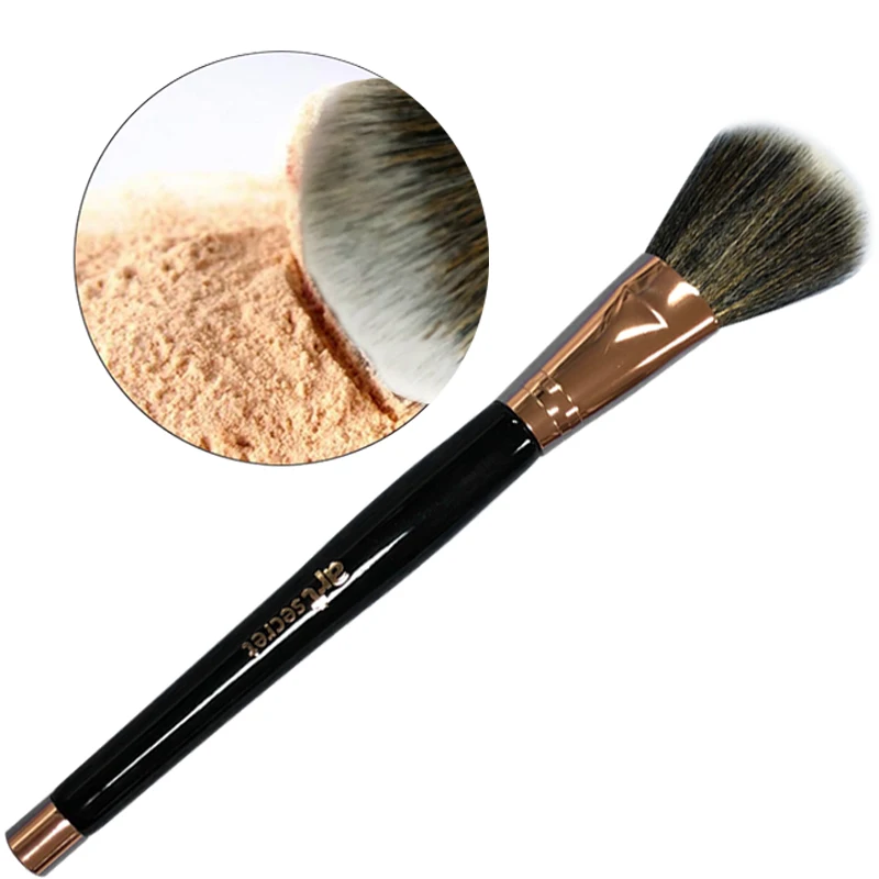 ArtSecret Blush Cheek Brush Professional Makeup Cosmetic Tool Rose Gold Ferrule &Base Glossy Black Handle Stamping Logo 18002