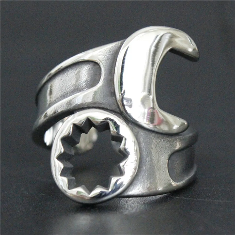 5pcs/lot  Spanner Biker Ring 316L Stainless Steel Jewelry Fashion New Biker Style Ring