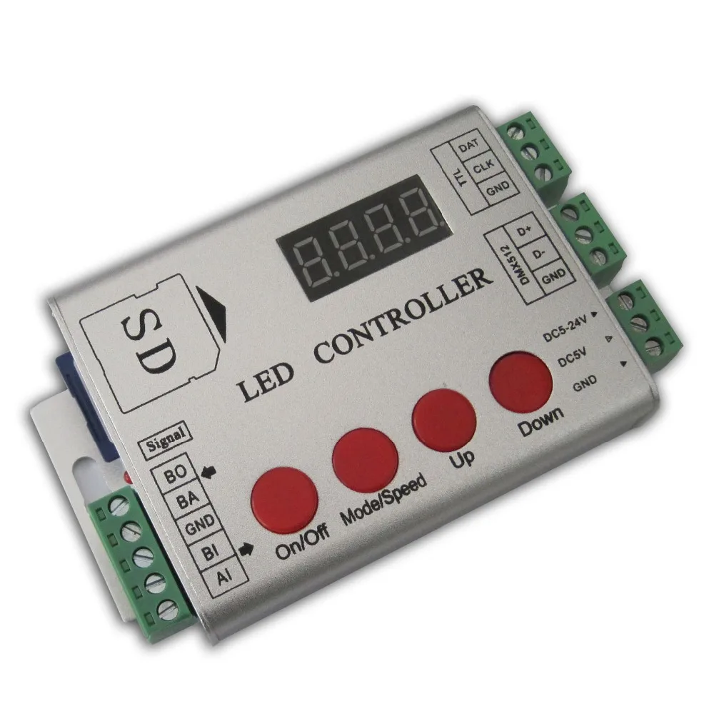 SD card led pixel controller 2048pixels controller support dmx console(to select the programmes);2811/2812/WS2801/TM1804/WS2821