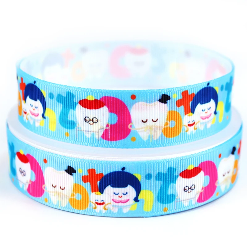 

25mm Heat Transfer Tooth Print Grosgrain Ribbon For Webbing Gift Wrapping 10Yards