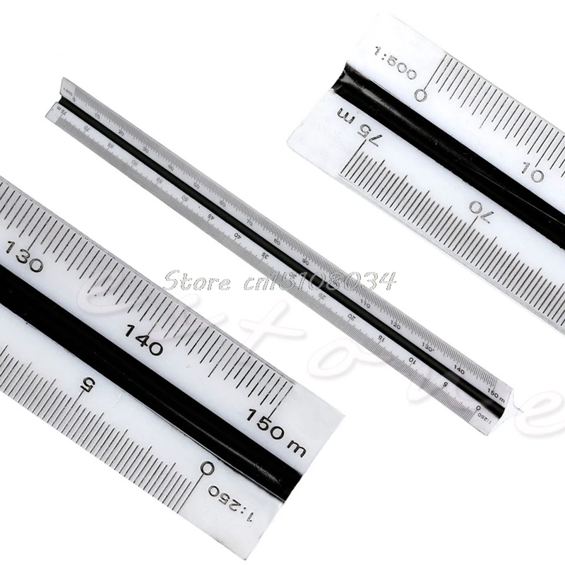 300mm 1:150 1:200 1:250 Triangular Metric Scale Ruler For Engineer Multicolor Wholesale & Drop Ship