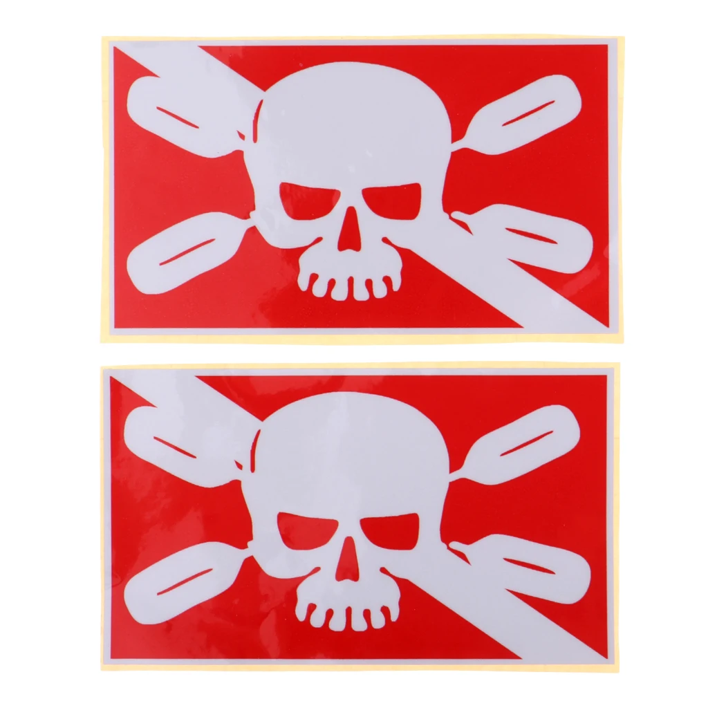 Perfeclan 2Pcs Reflective Scuba Diving Diver Down Flag Kayak Sticker Vinyl Decal Red Waterproof Skeleton Fish Kayak Accessories