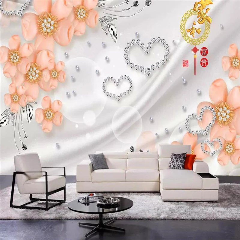 Decorative wallpaper Modern simple luxury jewelry and flowers and rich fashion background wall painting