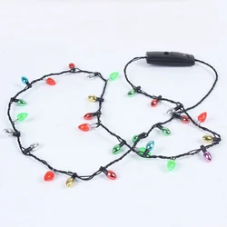 1 Pcs Mini Flashing Light-up Blinking New Year Lights Costume Necklace 8 Led Bulbs Halloween Costume Wedding Party Decoration