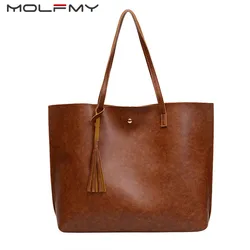 Hohe Qualität Frauen Messenger Taschen Leder Casual Quaste Handtaschen Weibliche Designer Tasche Vintage Große Größe Tote Schulter Tasche bolsos