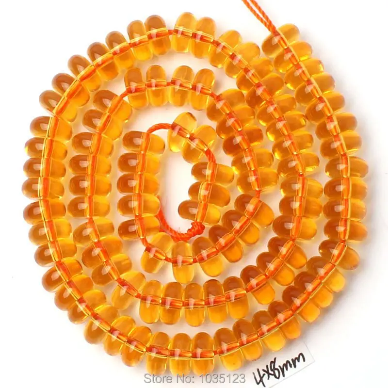 4x8mm Natural Yellow Quartzs Rondelle Shape Loose Beads Strand 15