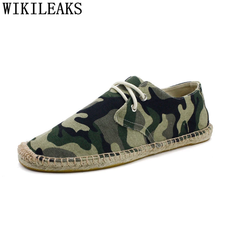 

Hemp Straw Espadrilles Men Camouflage Shoes Tenis Masculino Adulto Designer Luxury Brand Fisherman Casual Shoes Man Canvas Shoes