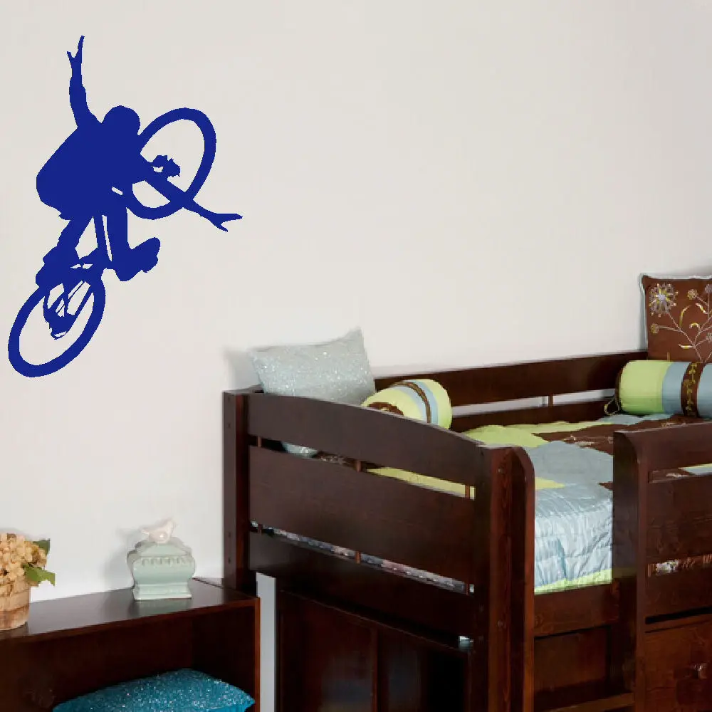 FREE SHIPPING BMX BIKE CHILDREN ART BEDROOM WALL BIG MURAL STICKER WALL DECAL STENCIL VINYL DECAL