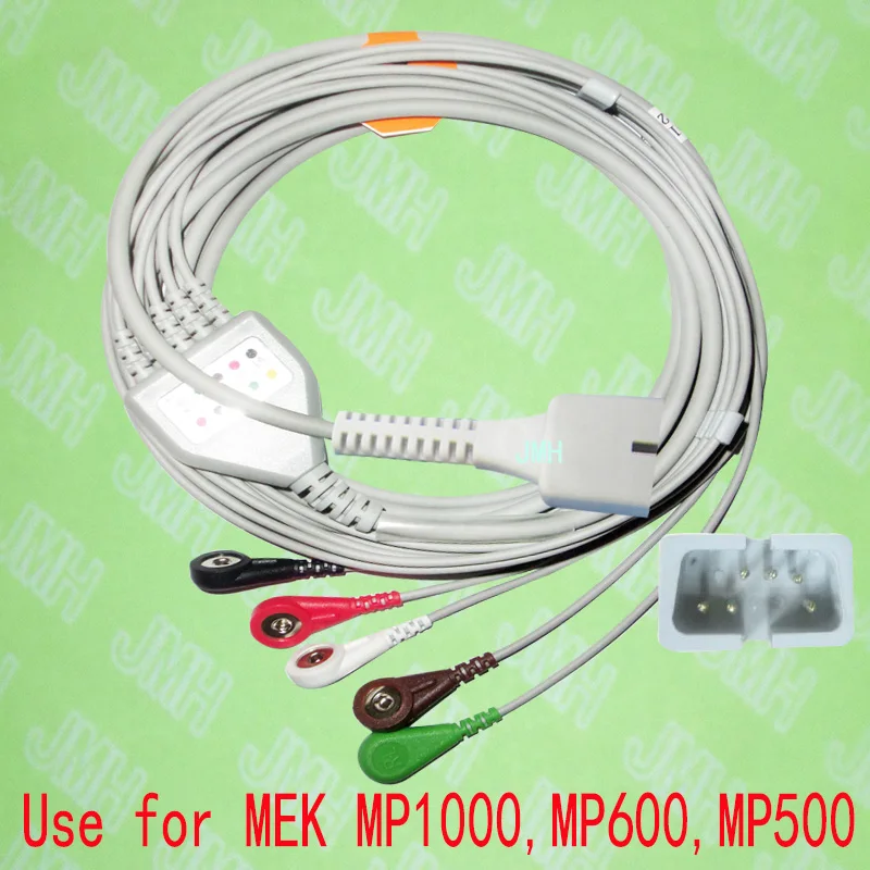 

Compatible with DB9 6pin MEK MP1000,MP600 and MP500 ECG Machine the one-piece 5 lead cable and snap leadwire,IEC or AHA.