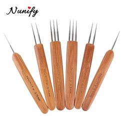 New Nunify Dread Hair Crochet Hook 1 2 3 Hook Dreadlock Needles 1Pcs/Set 0.5Mm 0.75Mm Two Style Wooden Handle Crochet Needle