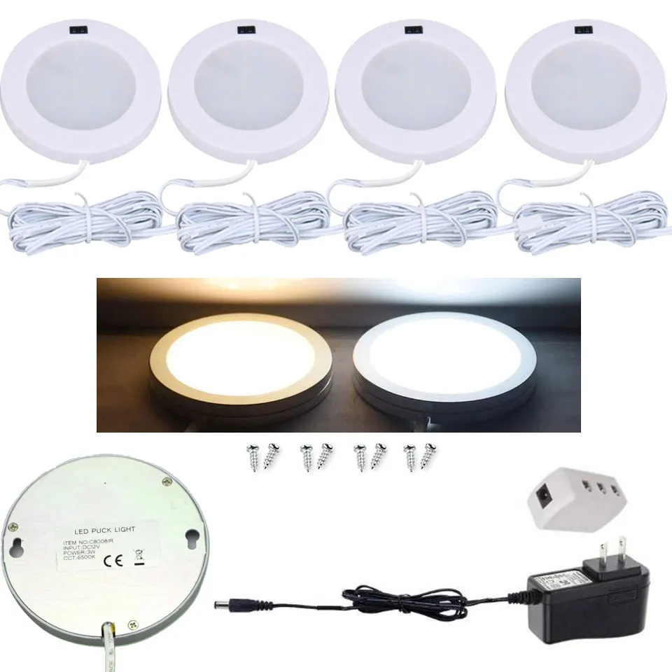 12V 3W LED Under Cabinet Light Motion Sensor LED Puck Light 12V LED Counter light For Kitchen, Wardrobe 3pcs or 4pcs / Sets