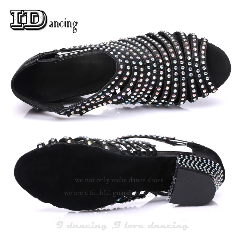 Square Dance Schoenen Voor Vrouwen Ballroom Schoenen Meisjes Latin Dansschoenen Salsa Schoenen Strass Slip Op Zachte Vrouwelijke Jusedanc