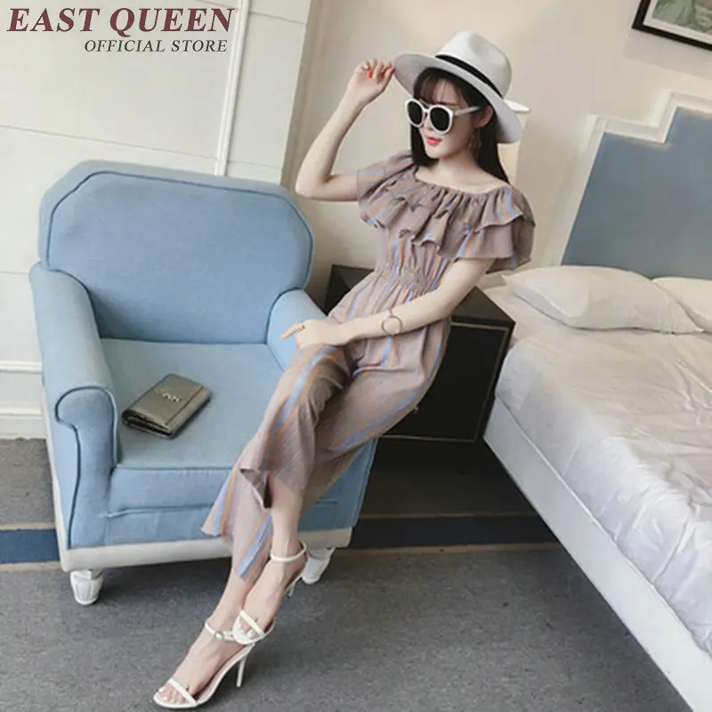 jumpsuits for women 2018 off shoulder rompers women summer jumpsuit 2018 striped wide leg jumpsuit women elegant NN0568 HQ