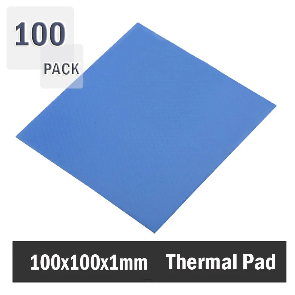 

100pcs 100x100x1mm Blue Thermal Conductive Compound Pad For Heatsink Chip GPU cooling DIY VGA CPU Thermal Pad