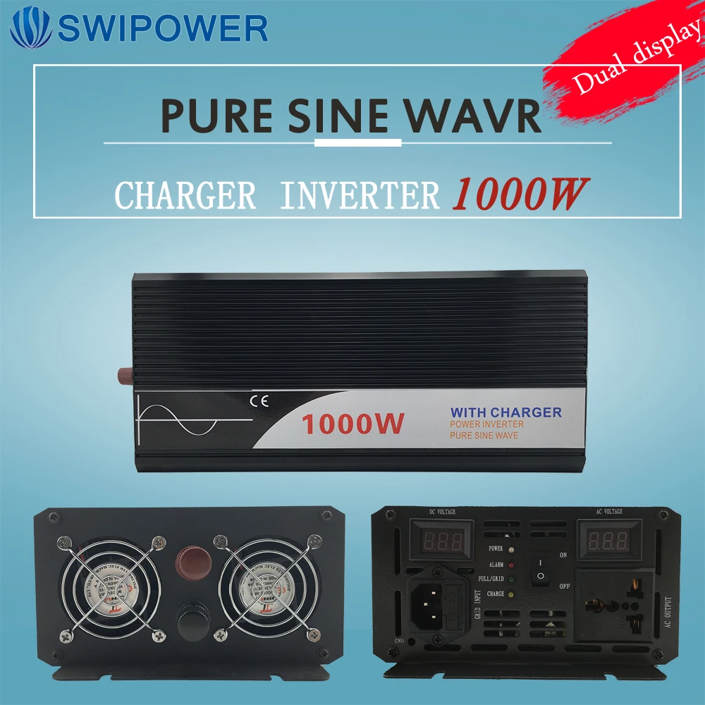 ups inverter 1000W pure sine wave inverter with charger 12V 24V 48v DC to AC 220V 230V 240v solar power inverter