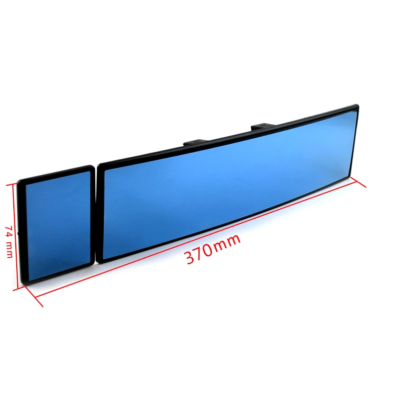 300mm+70mm Car Mirror Universal Rear Large Vision Anti-Glare Curved Interior Clip-on Wide Angle Enlarge Auto Accessories Blue