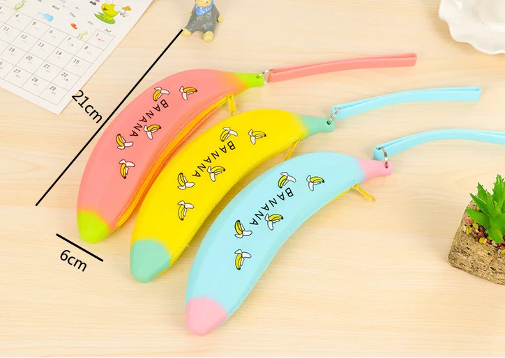 Novelty Candy Color Banana Silicone Pencil bag Waterproof Stationery Storage Organizer Bag School Office Supply Escolar