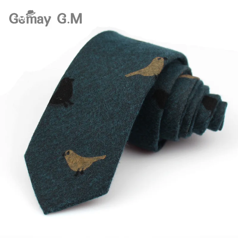Lazos de moda para Hombres de Algodón Lazo Estrecho Flaco Corbata Corbatas para el Invierno Men Party Corbata delgada Ocasional Impreso Corbatas