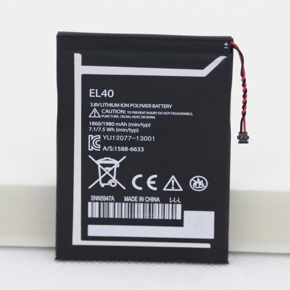 ISUNOO 5pcs/lot 1860mAh Mobile Phone Battery EL40 For Motorola Moto E XT1019 XT830C XT1021  EL 40 Internal Replacement Battery