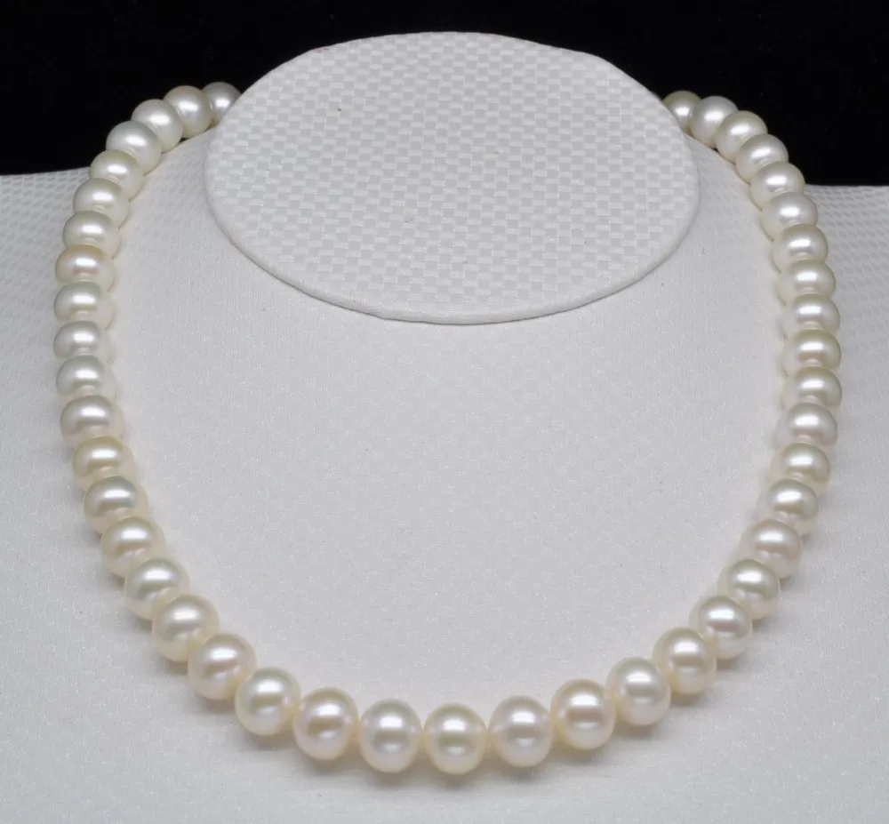 Women's Wedding charm white 9-10mm  pearl necklace earring real new-jewelry