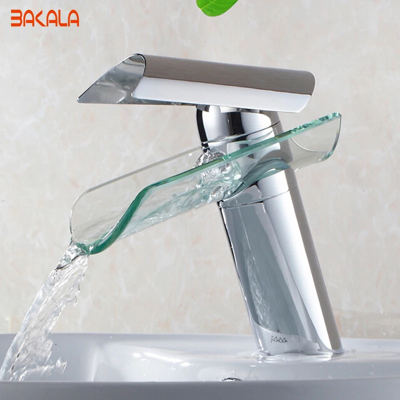 Free Shipping BAKALA Younger waterfall Glass Bathroom Basin ORB/Chrome/Nickel Finished Mixer Tap Sink Faucet  LH-8023