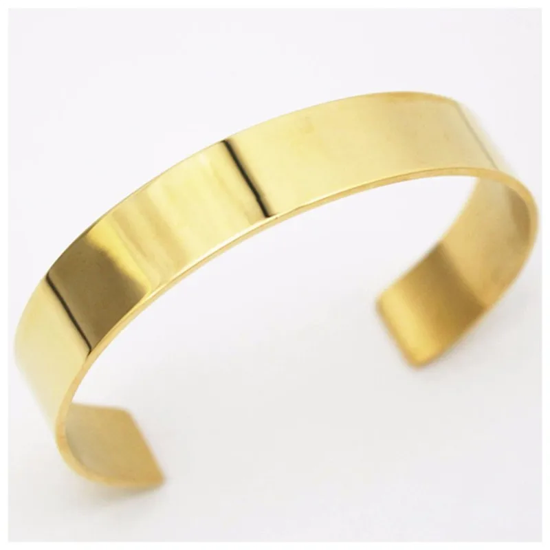 Stainless Steel Jewelry Bangles Logo Simple Golden Cuff Bracelet Mens Women