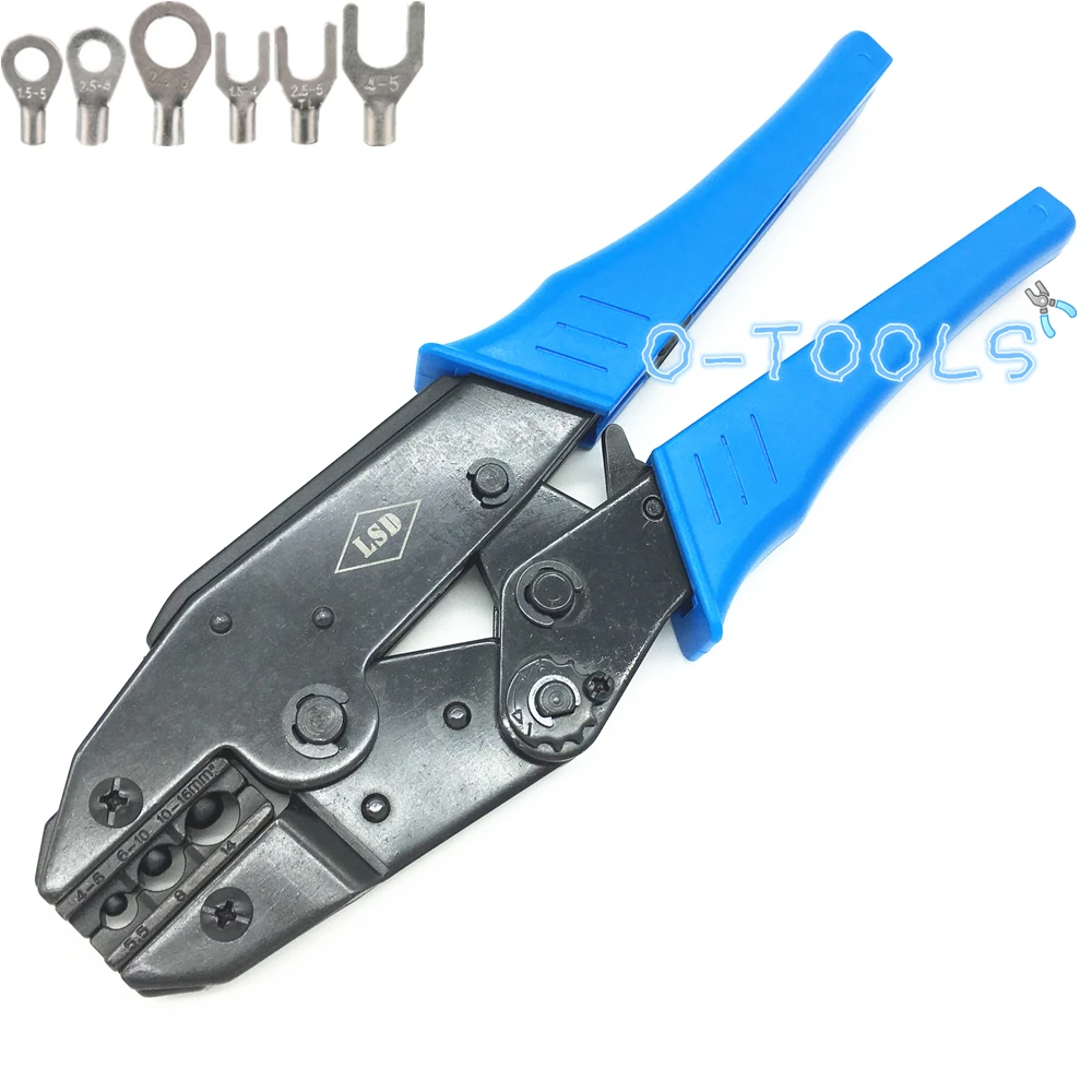 Ratchet crimping pliers for non-insulated terminal 4-16mm2 cable lugs hand crimper tool 12-6AWG LS-616TD