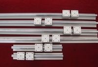 2 X SBR20 L = 300/1200/1200mm 20mm fully supported linear rail guide shaft + 12pcs SBR20UU linear motion bearings