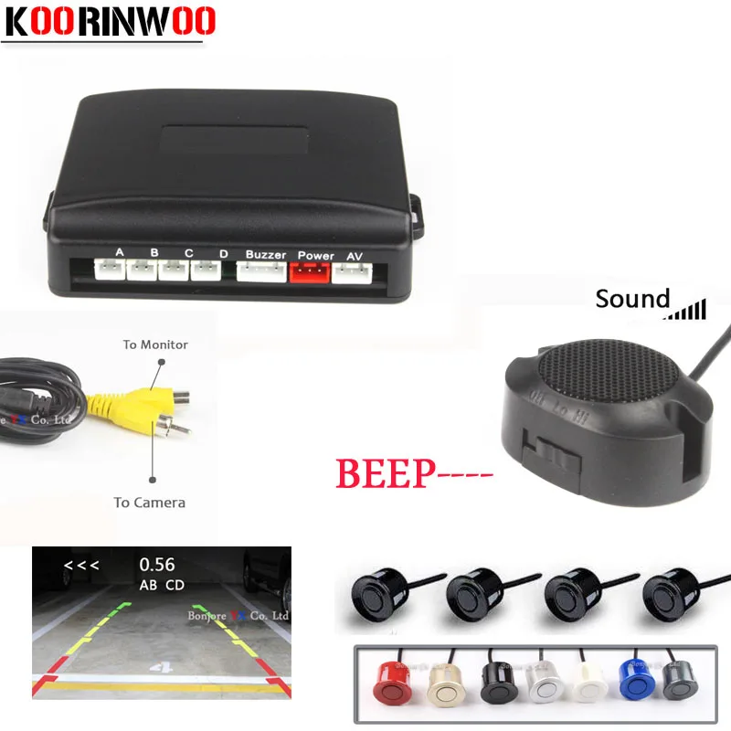 

Koorinwoo Adjustable Speaker Car Parking Sensor 4 Video Sysem Digital Screen blind Probe Parktronic System Car-detector Reverse