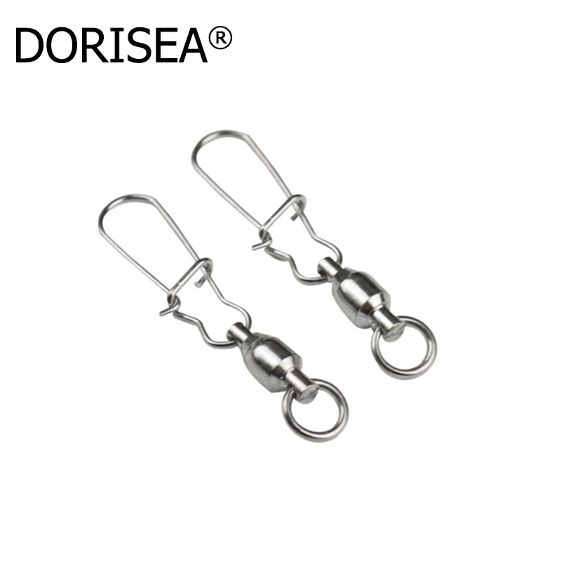 50PCS 0#-8# Fishing Connector Pin Bearing Interlock Swivel Stainless Steel with Snap Fishhook Lure Tackle Fishing Gear Accessory