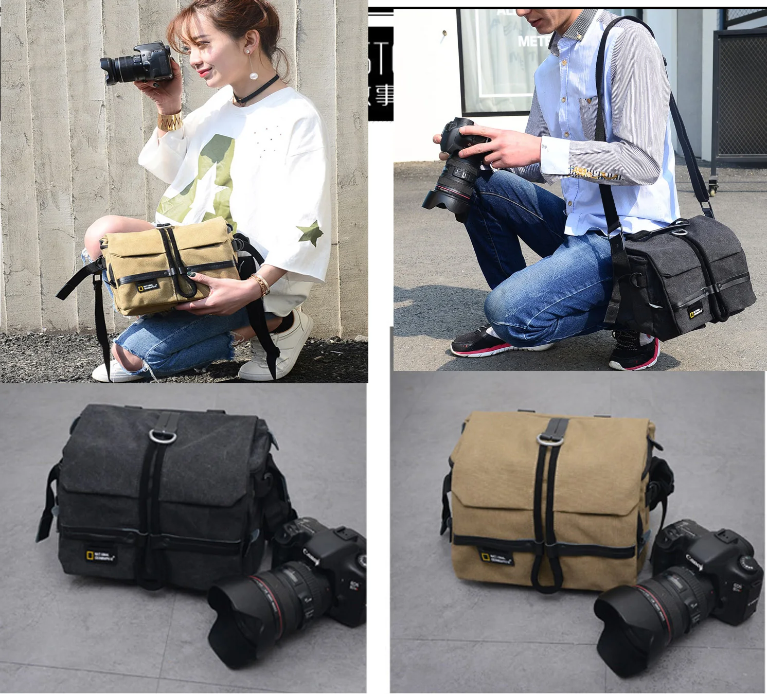 Photo Camera Bag Professional DSLR Canvas Camera Bag Travel Photo Bag Single Shoulder Backpack Canvas