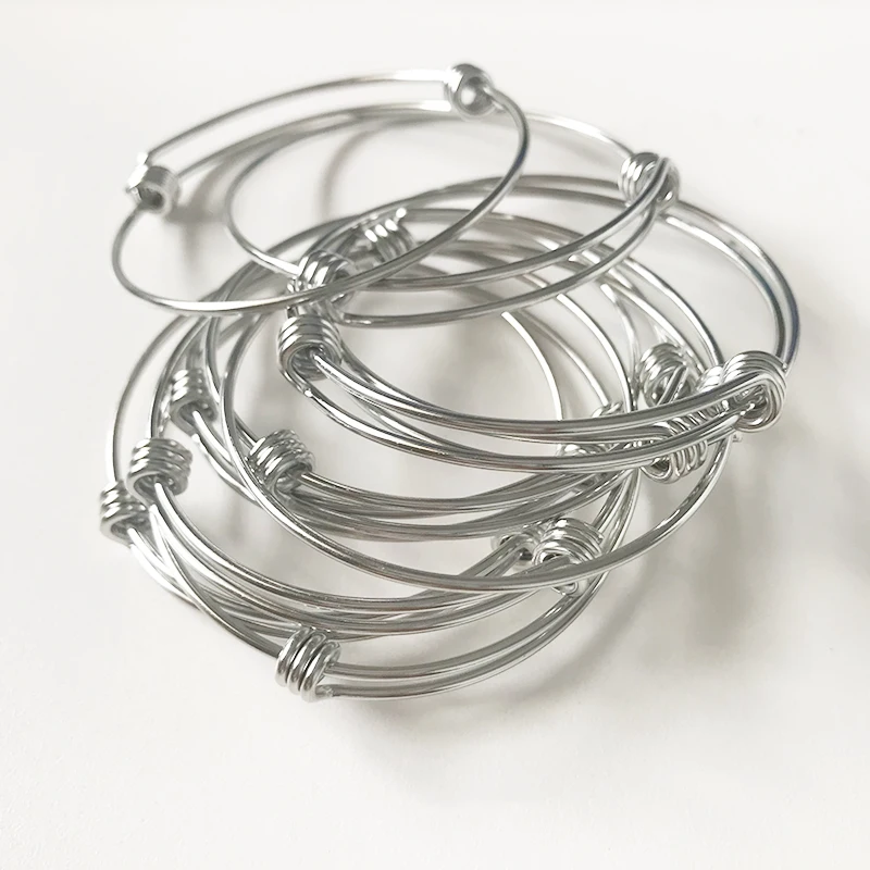 4pcs/lot GRACE MOMENTS Stainless Steel 60mm Blank Bangle Bracelet 1.8mm Thick Expandable Wire Bracelet Accessory DIY Jewelry