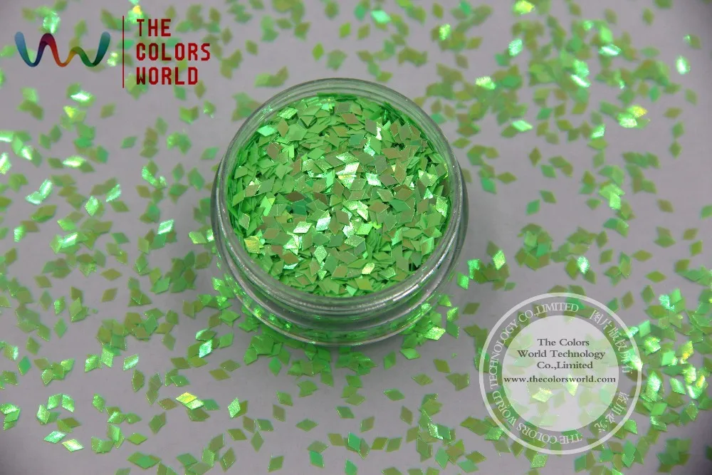 TCI51 Pearlescent Indescent Light Green Colors Glitter Diamond Shape 2MM Size Glitter Spangles for nail art and DIY decoration