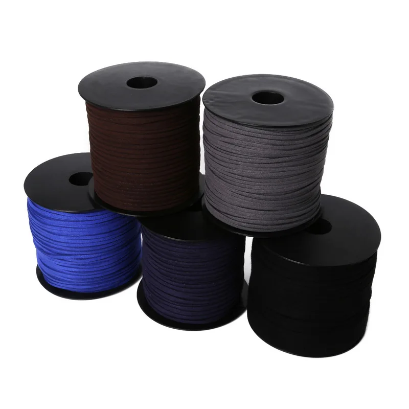 100yards/roll 2.8mm Flat Faux Suede Leather Cord String Rope Lace Thread Garment Findings for DIY braided Shoes Apparel Sewing