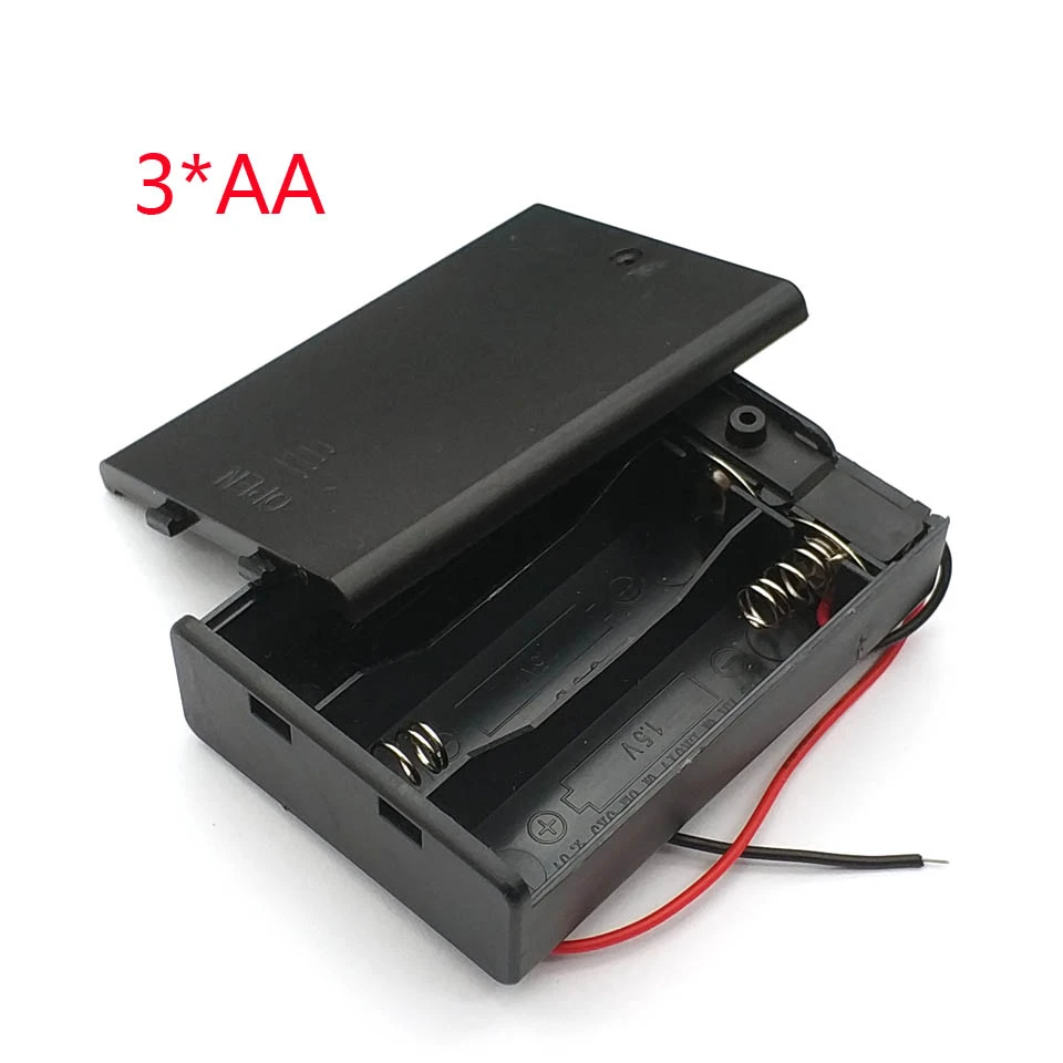 Black 3 AA Battery Holder Box Case With Switch New 3 AA 2A Battery Holder Box Case With Switch 4.5V